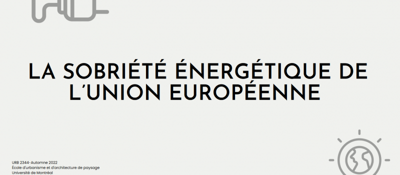 LA SOBRIÉTÉ ÉNERGÉTIQUE DE L’UNION EUROPÉENNE